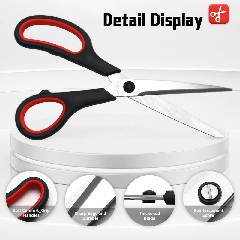 VITOLER Scissors All Purpose Heavy Duty,8.5" Kitchen Scissor for Office Home School Craft Sewing Fabric Supplies, High/Middle School Student Teacher, Right/Left Hand - Image 3